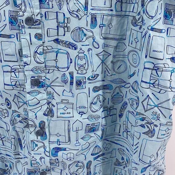 Columbia regular fit camping gear novelty print short sleeve button up shirt XL - Picture 4 of 6